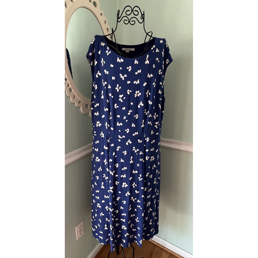 Boden Size US 18L Marina‎ Blue Jersey Dress Stretchy Printed WW200